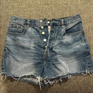 Denim Frayed Hem Women's Shorts